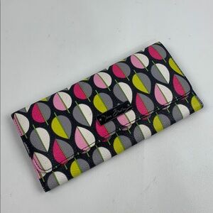 Vera Bradley Moon Drops Pink and Green Pattern wallet Magnet Close ID pocket NEW